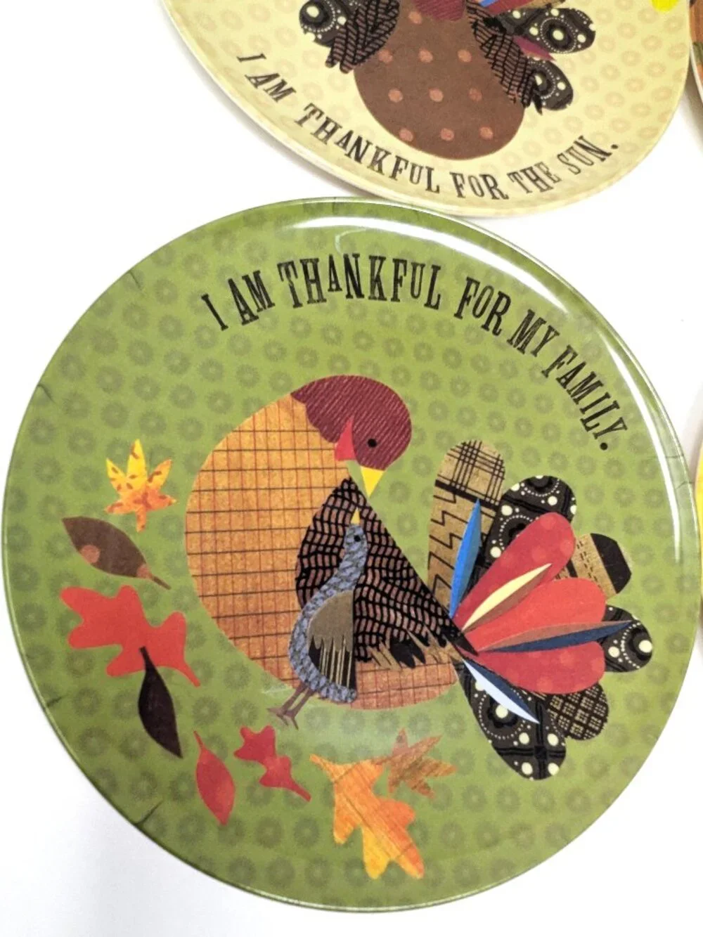 Pottery Barn Kids Thanksgiving Melamine Plates Turkey Thankful For Set Of 4